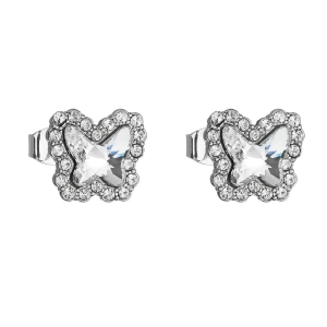 Náušnice bižutérie so Swarovski kryštálmi biely motýľ 51061.1