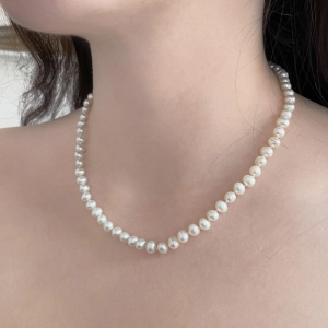 Perlový náhrdelník z pravých riečnych perál biely 22001.1