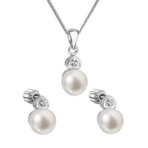 Perlová súprava vrátane retiazky z riečnych perál biela 29001.1