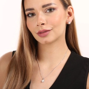 Perlová súprava vrátane retiazky z riečnych perál biela 29004.1