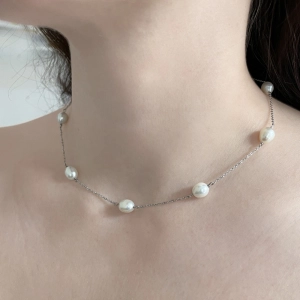Perlový náhrdelník z pravých riečnych perál biely 22016.1
