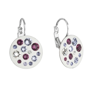 Náušnice bižutérie so Swarovski kryštálmi fialové okrúhle 51034.3 violet