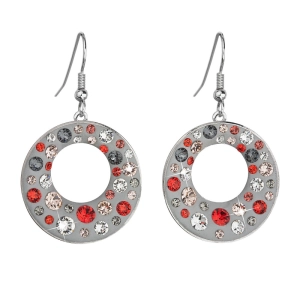 Náušnice bižutérie so Swarovski kryštálmi oranžové okrúhle 51040.3 grey mix