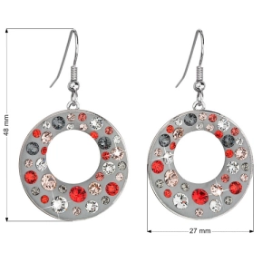 Náušnice bižutérie so Swarovski kryštálmi oranžové okrúhle 51040.3 grey mix