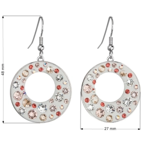 Náušnice bižutérie so Swarovski kryštálmi šedé okrúhle 51040.3 light peach