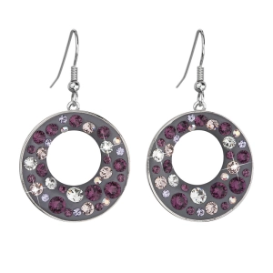 Náušnice bižutérie so Swarovski kryštálmi fialové okrúhle 51040.3 plum