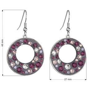 Náušnice bižutérie so Swarovski kryštálmi fialové okrúhle 51040.3 plum