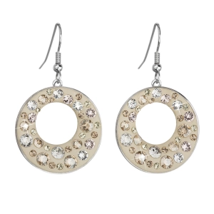 Náušnice bižutérie so Swarovski kryštálmi hnedé okrúhle 51040.3 sun