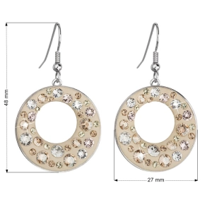 Náušnice bižutérie so Swarovski kryštálmi hnedé okrúhle 51040.3 sun