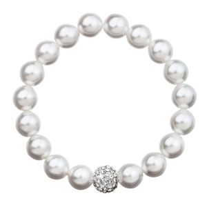 Perlový náramok biely s kryštálmi Swarovski 33074.1