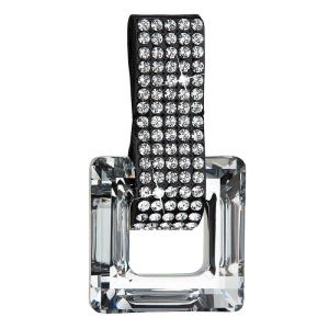 Kožený prívesok s kryštálmi čierny 34129.5