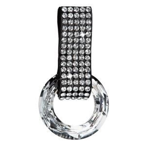 Kožený prívesok s kryštálmi čierny 34128.5