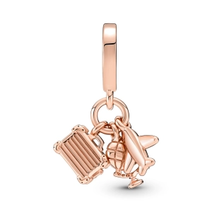 Trojitý visiaci prívesok s lietadlom, glóbusom a kufrom