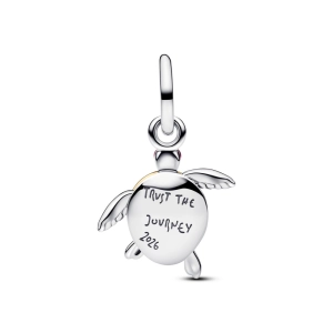 Pandora pohyblivý prívesok korytnačka strieborný a pozlátený 14k zlatom